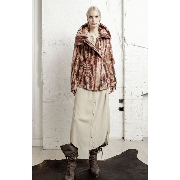 NWT Nicholas K Revised Brock Fitted Leather Jacket Bronze Tie Dye Size XS $880 - Picture 3 of 9